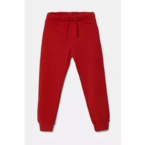 United Colors of Benetton pantaloni de trening din bumbac pentru copii culoarea roșu, uni, 3J68CF058 imagine