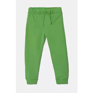 United Colors of Benetton pantaloni de trening din bumbac pentru copii culoarea verde, uni, 3J68CF058 imagine