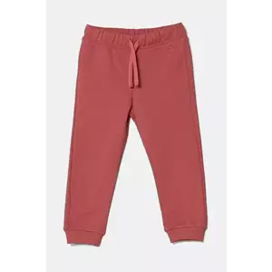 United Colors of Benetton pantaloni de trening din bumbac pentru copii culoarea roz, uni, 3J70GF01N imagine