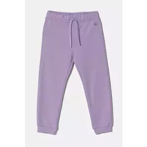 United Colors of Benetton pantaloni de trening din bumbac pentru copii culoarea violet, uni, 3J70GF01N imagine