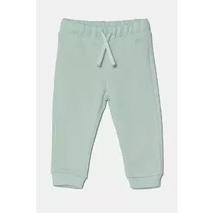 United Colors of Benetton pantaloni de trening din bumbac pentru copii culoarea verde, uni, 3J70GF01N imagine