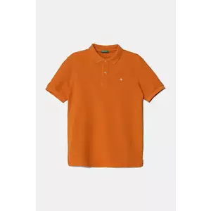 United Colors of Benetton tricouri polo din bumbac pentru copii culoarea portocaliu, uni, 3089C300Q imagine