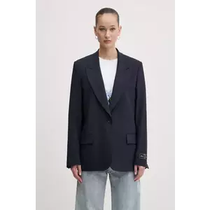 MSGM sacou de lână culoarea bleumarin, un singur rand de nasturi, uni, 3841MDG27.257127 imagine