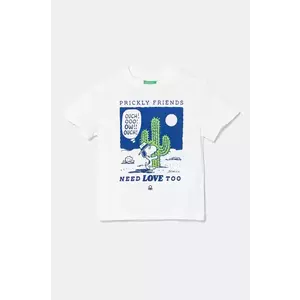 United Colors of Benetton tricou de bumbac pentru copii culoarea alb, cu imprimeu, 3X1SG10IB imagine