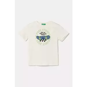 United Colors of Benetton tricou de bumbac pentru copii culoarea bej, cu imprimeu, 3I1XG10IJ imagine