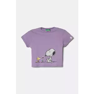 United Colors of Benetton tricou de bumbac pentru copii culoarea violet, cu imprimeu, 3X1SG10I9 imagine