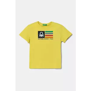 United Colors of Benetton tricou de bumbac pentru copii culoarea galben, cu imprimeu, 3I1XG10HT imagine