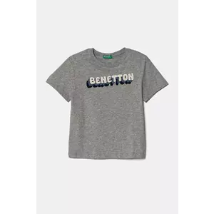 United Colors of Benetton tricou de bumbac pentru copii culoarea gri, cu imprimeu, 3I1XG10HT imagine