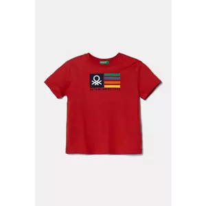 United Colors of Benetton tricou de bumbac pentru copii culoarea roșu, cu imprimeu, 3I1XG10HT imagine