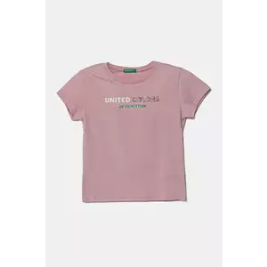 United Colors of Benetton Tricou de bumbac pentru copii culoarea roz imagine