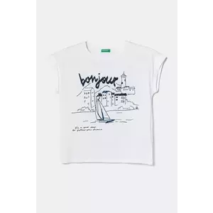 United Colors of Benetton tricou de bumbac pentru copii culoarea alb, 3I1XC10NZ imagine