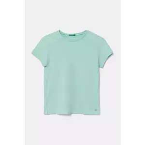 United Colors of Benetton Tricou de bumbac pentru copii culoarea turcoaz imagine