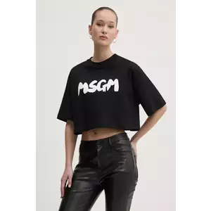 MSGM tricou din bumbac femei, culoarea negru, 3841MDM100.257002 imagine