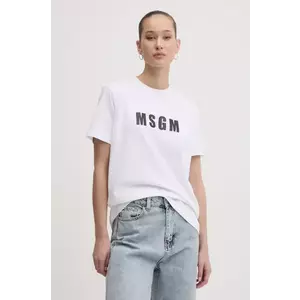 MSGM tricou din bumbac femei, culoarea alb, 3841MDM92.257002 imagine