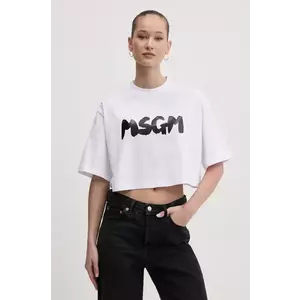 MSGM tricou din bumbac femei, culoarea alb, 3841MDM100.257002 imagine