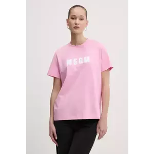 MSGM tricou din bumbac femei, culoarea roz, 3841MDM92.257002 imagine