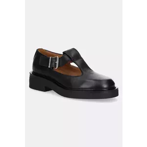 Tommy Jeans pantofi de piele T-BAR MARY JANE femei, culoarea negru, cu toc plat, EN0EN02837 imagine