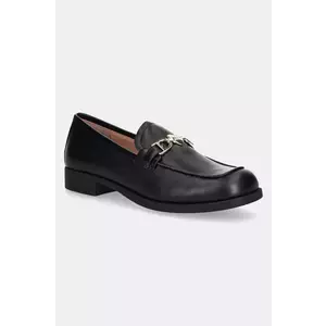 Love Moschino mocasini de piele femei, culoarea negru, cu toc plat, JA10012G1MIA0000 imagine