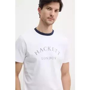 Hackett London tricou din bumbac barbati, culoarea alb, cu imprimeu, HM500893 imagine