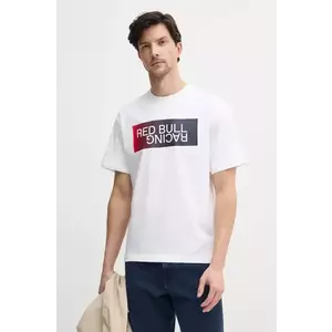 Red Bull Racing x Pepe Jeans tricou din bumbac OMBRE LOGO TEE barbati, culoarea alb, cu imprimeu, RM500019 imagine