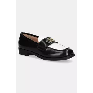 Love Moschino mocasini de piele femei, culoarea negru, cu toc plat, JA10022G1MJD100A imagine