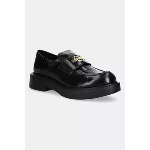 Love Moschino Mocasini de piele femei, culoarea negru, cu platformă imagine