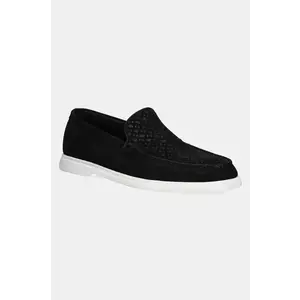 BOSS mocasini din piele intoarsa Sienne barbati, culoarea negru, 50541738 imagine