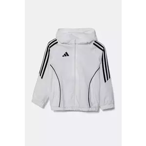 adidas Performance bluză pentru copii culoarea alb, cu glugă, cu imprimeu, IM8799 imagine