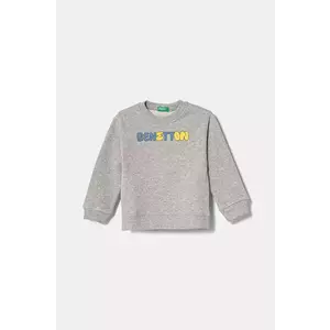 United Colors of Benetton hanorac de bumbac pentru copii culoarea gri, cu imprimeu, 3J70G10HW imagine