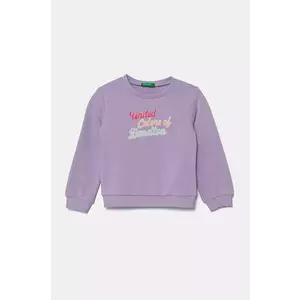 United Colors of Benetton hanorac de bumbac pentru copii culoarea violet, cu imprimeu, 3J70G10HX imagine