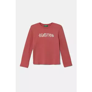 United Colors of Benetton longsleeve din bumbac pentru copii culoarea roz, 3I9WG10HV imagine