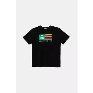 United Colors of Benetton tricou de bumbac pentru copii culoarea negru, cu imprimeu, 3I1XC10N3 imagine