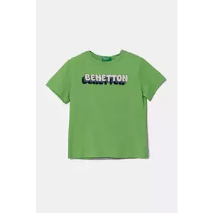 United Colors of Benetton tricou de bumbac pentru copii culoarea verde, cu imprimeu, 3I1XG10HT imagine