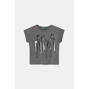 United Colors of Benetton tricou de bumbac pentru copii culoarea gri, 3I1XC10NZ imagine