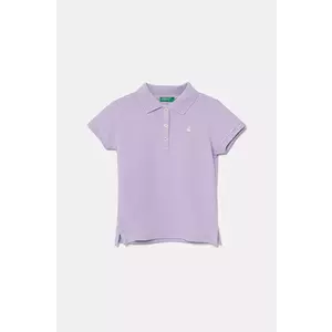 United Colors of Benetton tricou polo copii culoarea violet, cu guler, 3WG9G300A imagine