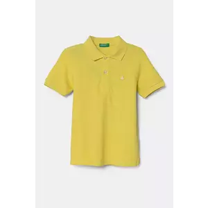 United Colors of Benetton tricouri polo din bumbac pentru copii culoarea verde, neted, 3089G3008 imagine