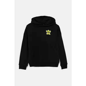 adidas Originals hanorac de bumbac pentru copii x Smiley World culoarea negru, cu glugă, cu imprimeu, JD0428 imagine