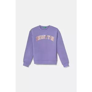 United Colors of Benetton hanorac de bumbac pentru copii culoarea violet, cu imprimeu, 3J68C10MX imagine