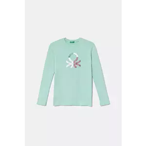 United Colors of Benetton longsleeve din bumbac pentru copii culoarea verde, 3I9WC10MY imagine