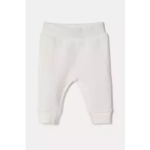 United Colors of Benetton pantaloni de trening din bumbac pentru bebeluși culoarea bej, neted, 3J70AF01R imagine