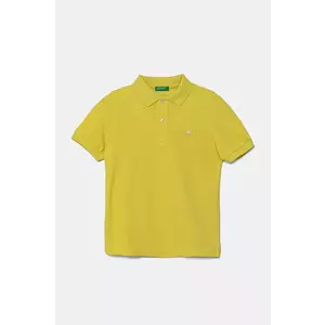 United Colors of Benetton tricouri polo din bumbac pentru copii culoarea galben, uni, 3089C300Q imagine