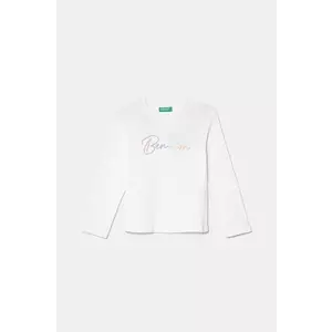 United Colors of Benetton longsleeve din bumbac pentru copii culoarea alb, 3I9WG10HV imagine