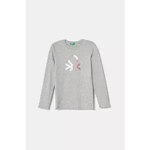 United Colors of Benetton longsleeve din bumbac pentru copii culoarea gri, 3I9WC10MY imagine