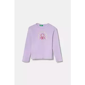 United Colors of Benetton longsleeve din bumbac pentru copii culoarea violet, 3I9WG10HV imagine