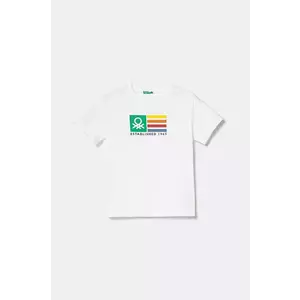 United Colors of Benetton tricou de bumbac pentru copii culoarea alb, cu imprimeu, 3I1XC10N3 imagine