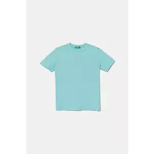 United Colors of Benetton tricou de bumbac pentru copii culoarea turcoaz, neted, 3I1XC109W imagine