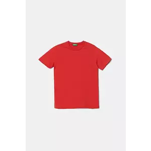 United Colors of Benetton tricou de bumbac pentru copii culoarea rosu, neted, 3I1XC109W imagine