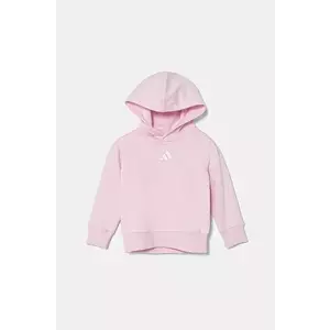 adidas bluza copii culoarea roz, cu glugă, cu imprimeu, JC9756 imagine