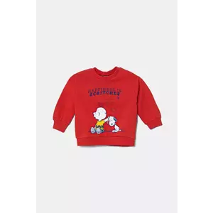 United Colors of Benetton hanorac de bumbac pentru copii x Snoopy culoarea rosu, cu imprimeu, 3PQMG10IA imagine