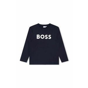 BOSS longsleeve din bumbac pentru copii culoarea albastru marin, cu imprimeu imagine